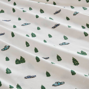 English Elm 4 Pcs Full Sheet Set - Cozy Green Trees & Trucks Design, Soft Cotton Flannel For Year-Round Comfort B035P319767