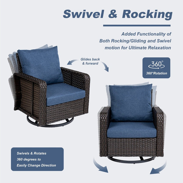 English Elm Tl Nine Piece Outdoor Pe Rattan Patio Set with Swivel Chairs Sofa and Side Table W5382S00009
