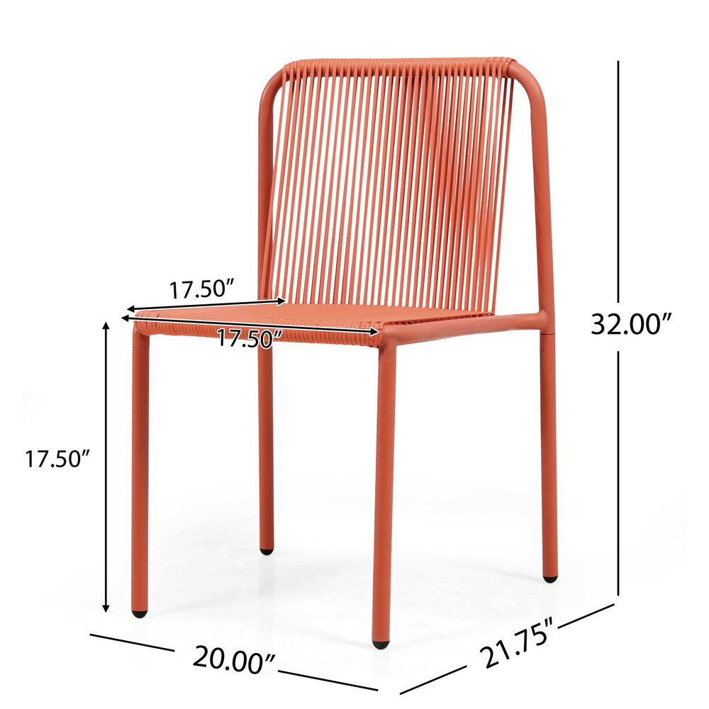 English Elm Christopher Knight Home® - Burgess Weather-Resistant Outdoor Stacking Dining Chair Set of 2 — UV-Proof PE Rattan with Iron Frame Orange 23.75 L x 20.9 W x 19.5 H N776P234186O