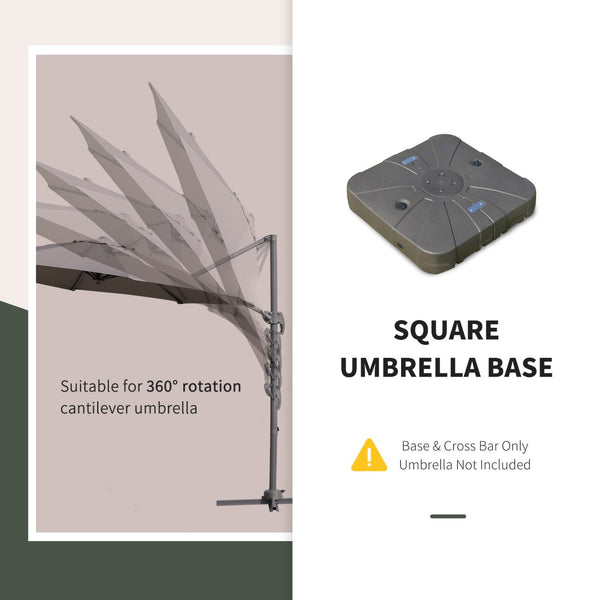 English Elm Outsunny Heavy-Duty Square Cantilever Umbrella Base With Wheels, 330 Lb Capacity For Easy Movement W2225P249705-GIGA