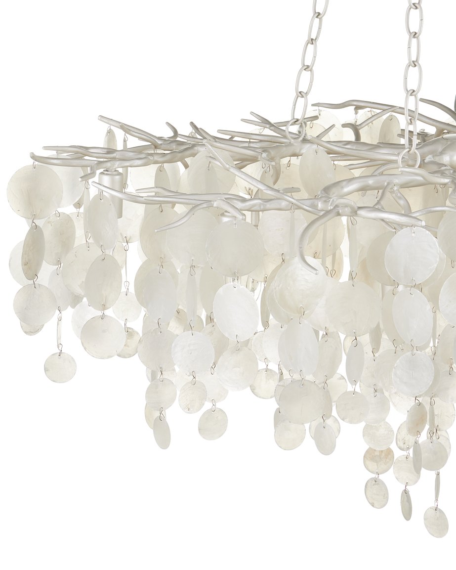 Currey & Company Lusso Chandelier - Elegant Hand-cut Capiz Shells, Adjustable Height, Stunning Wrought Iron Design Silver Capiz Shell ,Wrought Iron 9000-1322-currey-company