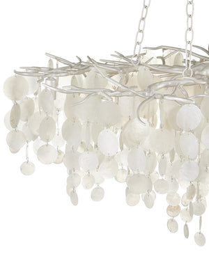 Currey & Company Lusso Chandelier - Elegant Hand-cut Capiz Shells, Adjustable Height, Stunning Wrought Iron Design Silver Capiz Shell ,Wrought Iron 9000-1322-currey-company