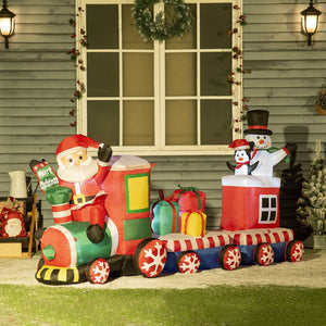 English Elm Outsunny 8Ft Inflatable Christmas Train With Santa, Snowman, Penguin & Gifts – Led Yard Decor! W2225P229102-GIGA
