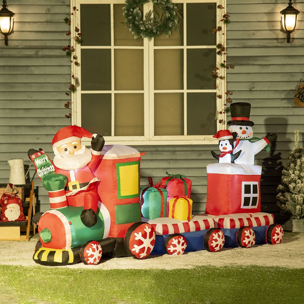 English Elm Outsunny 8Ft Inflatable Christmas Train With Santa, Snowman, Penguin & Gifts – Led Yard Decor! W2225P229102-GIGA