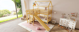 English Elm Full Bunk Bed with Trundle Bookshelf Storage Pine Frame Car Design for Kids W1580S00301
