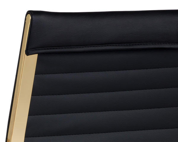 Sunpan Jessica Office Chair - Glamorous Faux Leather Design with Polished Gold Frame for Stylish Mobility Black