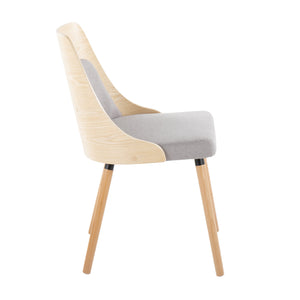 English Elm Anabelle Mid-Century Dining Chair Set of 2 – Natural Bent Wood Frame, Grey Padded Woven Upholstery, Stylish Comfort B202P223417