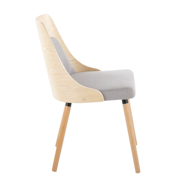 English Elm Anabelle Mid-Century Dining Chair Set of 2 – Natural Bent Wood Frame, Grey Padded Woven Upholstery, Stylish Comfort B202P223417