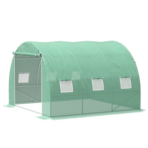 English Elm Outsunny Walk-in Hoop Greenhouse Steel Frame Pe Cover with Mesh Ventilation Windows W2225P217786