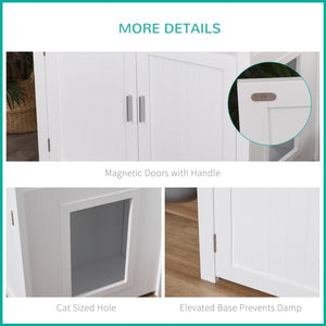 English Elm Pawhut Stylish Wooden Cat Litter Box Enclosure With Storage, Adjustable Partition & Easy Access W2225P217310-GIGA