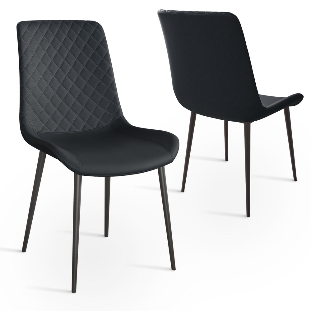 English Elm Black Pu Leather Dining Chair Set Of 2 – Modern, Comfortable Seating With Durable Metal Legs T3967P379362