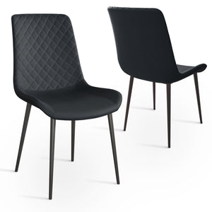 English Elm Black Pu Leather Dining Chair Set Of 2 – Modern, Comfortable Seating With Durable Metal Legs T3967P379362