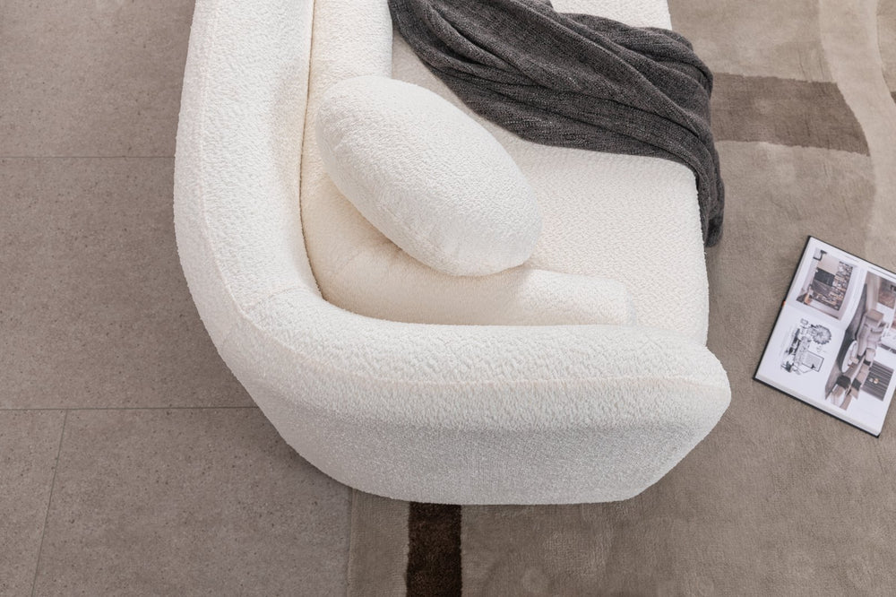 English Elm Luxury Japandi Sofa Couch 3-Seater White Boucle Modern Minimalist Low-Seat Cloud Couch, Cozy Durable Design W2664P371883