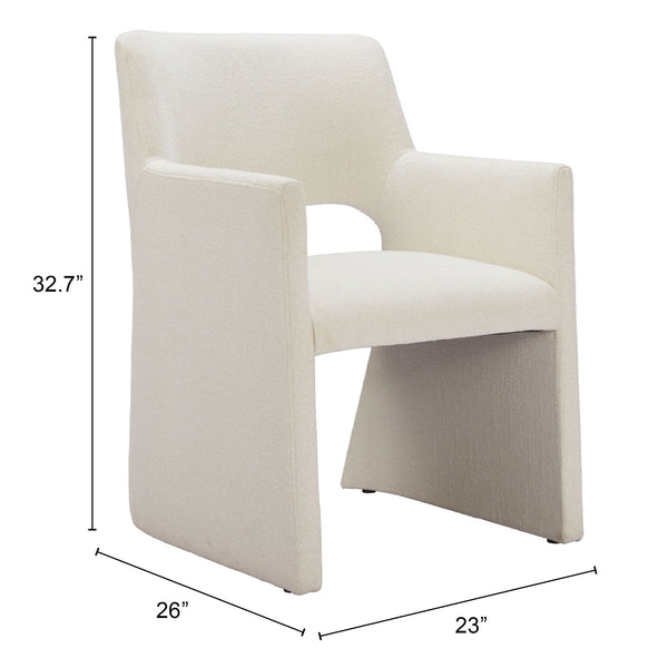 Minet Dining Chair Linen White 109998 Zuo Modern