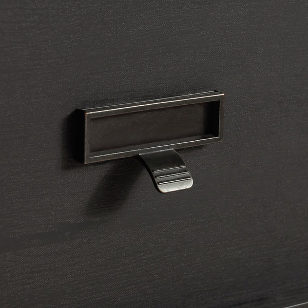 English Elm 4-Drawer Chest In Sleek Black Finish - Modern Farmhouse Storage Solution With Smooth Functionality B356P367864