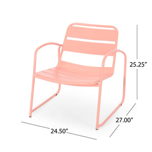 English Elm Christopher Knight Home® - CONRAD Chair with Sleek Iron Frame, Comfortable Curved Seat, Durable Outdoor/Indoor Accent Seating Coral 65197.00CRL