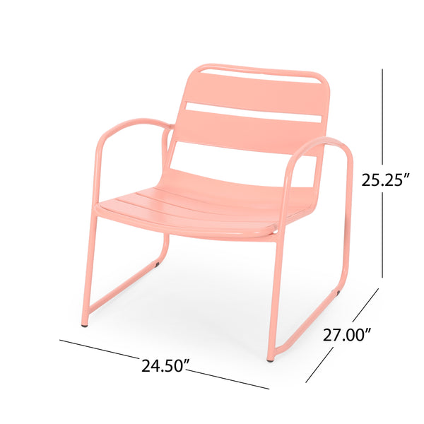 English Elm Christopher Knight Home® - CONRAD Chair with Sleek Iron Frame, Comfortable Curved Seat, Durable Outdoor/Indoor Accent Seating Coral 65197.00CRL