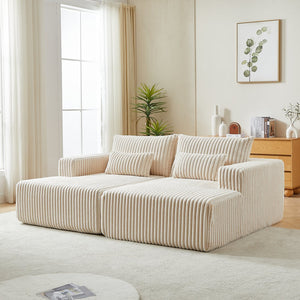 English Elm 87" Oversized Sectional Lounge Chaise - Plush Corduroy, No Assembly, Reclining Sofa Bed For Cozy Spaces W834S00320