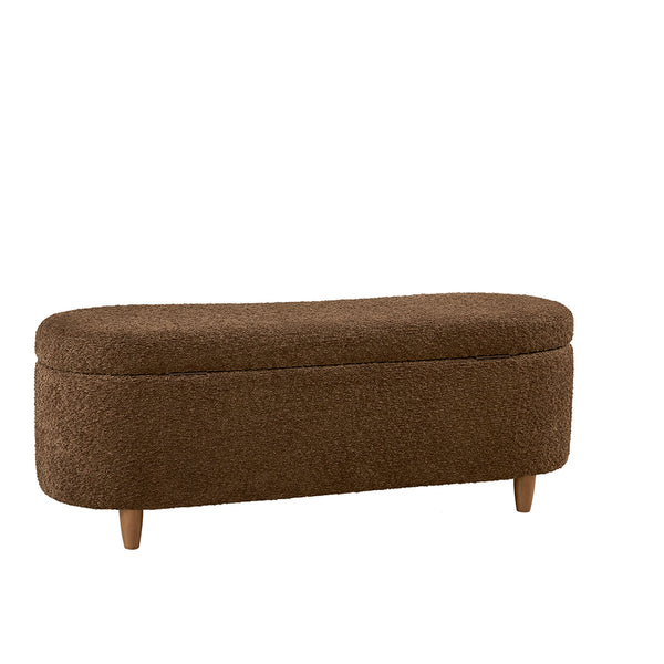 JLA Home INK+IVY - Boucle-Style Plush Storage Bench with Curved Front, Soft-Close Lid, Ventilated Interior & Wood Legs II105-0592