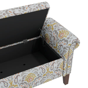 English Elm Conrad Storage Ottoman - Elegant Floral Upholstered Lift-Top With Nail Head Trim For Stylish Organization B127P278181