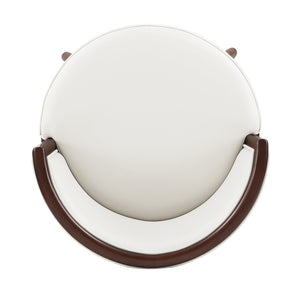 English Elm Evalyn Upholstered White Leatherette Counter Stool with Beech Wood Legs, Foam-Padded, Commercial Grade B365P398056