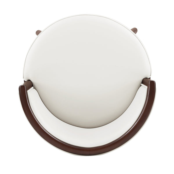 English Elm Evalyn Upholstered White Leatherette Counter Stool with Beech Wood Legs, Foam-Padded, Commercial Grade B365P398056