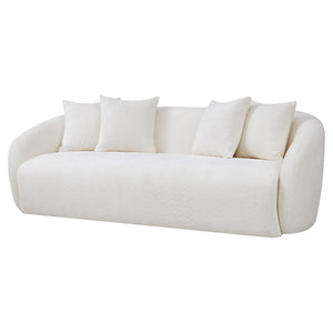 English Elm Ashcroft Furniture - Linden Ivory Boucle Sofa with Solid Wood Frame, Mid-Century Modern Elegance, Durable Luxury Seating B183P232080
