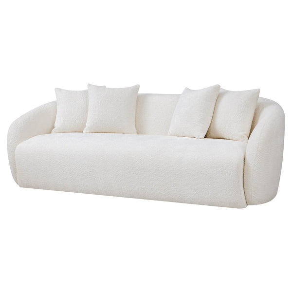 English Elm Ashcroft Furniture - Linden Ivory Boucle Sofa with Solid Wood Frame, Mid-Century Modern Elegance, Durable Luxury Seating B183P232080