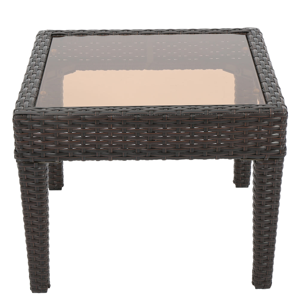 English Elm Christopher Knight Home® - Outdoor Antibes Wicker Side Table — Durable All-Weather Accent Table with Handwoven Detail for Patio Living Spaces Brown Multi 57090.00