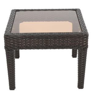 English Elm Christopher Knight Home® - Outdoor Antibes Wicker Side Table — Durable All-Weather Accent Table with Handwoven Detail for Patio Living Spaces Brown Multi 57090.00
