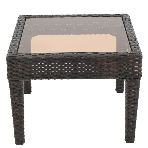 English Elm Christopher Knight Home® - Outdoor Antibes Wicker Side Table — Durable All-Weather Accent Table with Handwoven Detail for Patio Living Spaces Brown Multi 57090.00