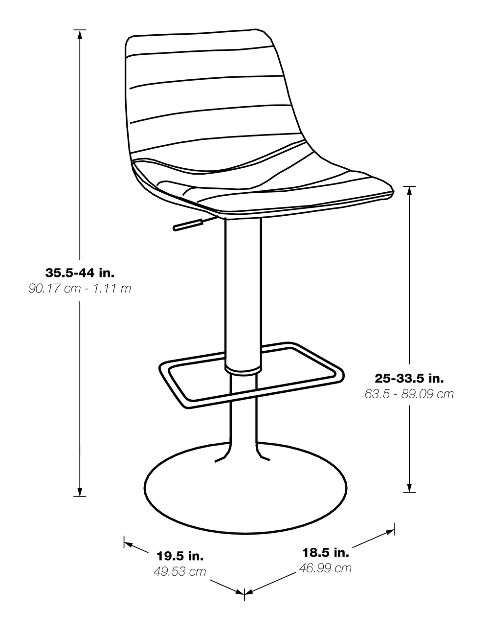 OSP Home Furnishings Araceli Height Adj Stool  - Set of 2 White