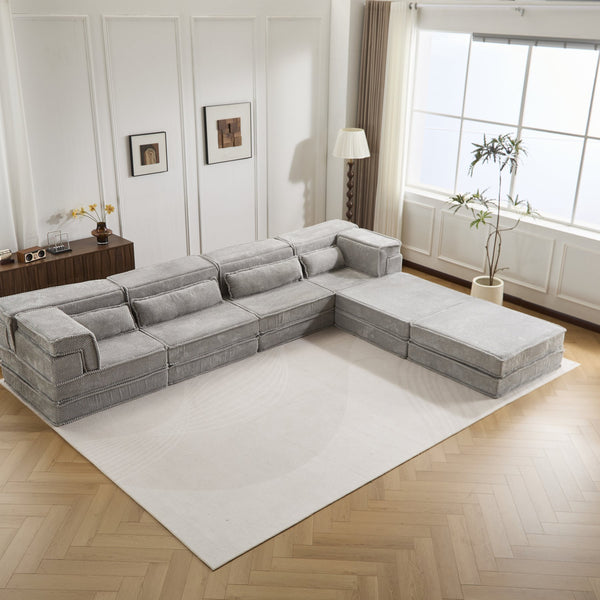 English Elm Compression Modular Floor Sofa Bed - Cozy, No Assembly Needed, Pet-Friendly, Light Grey - Versatile Comfort! W3723S00040