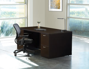 OSP Home Furnishings Napa Executive Office Desk with Dual Pedestals Engineered Wood Storage for Home Workspaces 71"X35" Espresso NAPESP-TYP2