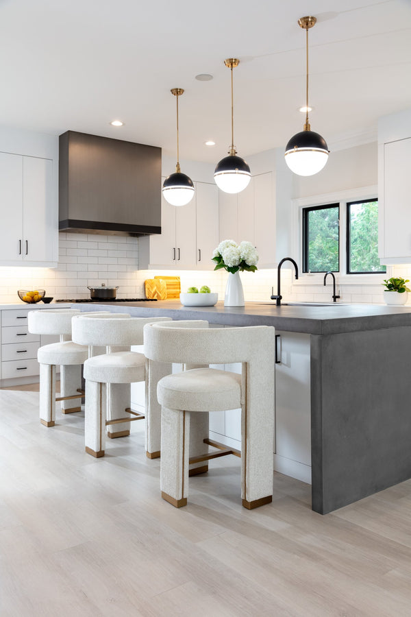 Sunpan Adamina Contemporary Barstool with Gold Stainless Steel Legs and Performance Fabric for Style Counter Height