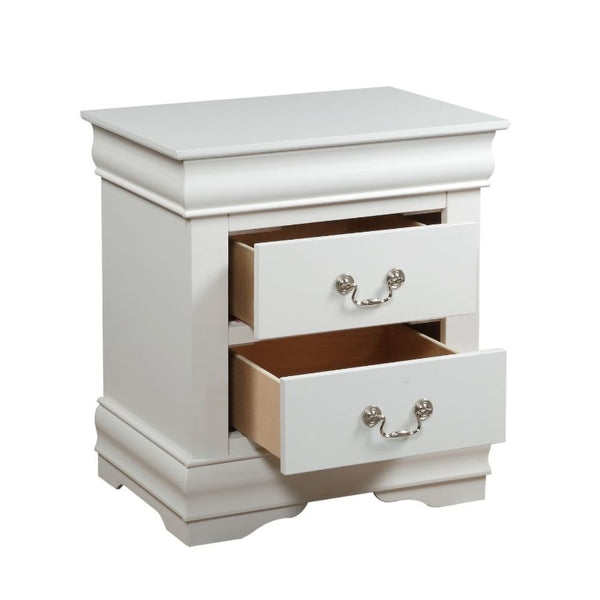 English Elm 1pc Classic Two-Drawer Nightstand with Brushed Nickel Pulls — Compact Wooden Bedside Storage, No Assembly Required White 18.5 L x 23.5 W x 27 H B2741P322601