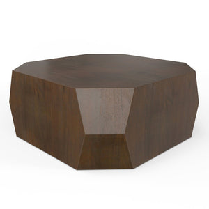 English Elm Eisley Acacia Veneer Coffee Table Geometric Base Walnut Finish Low Profile Living Room B136P429078