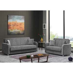 English Elm PrimeNest Gravita Collection Upholstered Convertible Loveseat with Storage, Chenille Sleeper Comfort and Style Gray B030P281809