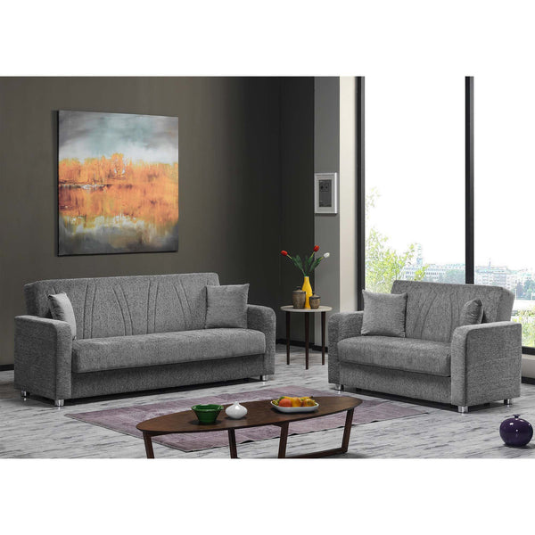 English Elm PrimeNest Gravita Collection Upholstered Convertible Loveseat with Storage, Chenille Sleeper Comfort and Style Gray B030P281809