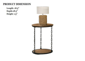 English Elm Natural Rustic 3pc Table Set with Chain Metal Accents, Two-Tier Storage Coffee & End Tables, Warm Wood Finish Natural 42 L x 37 W x 6 H B2741P392072