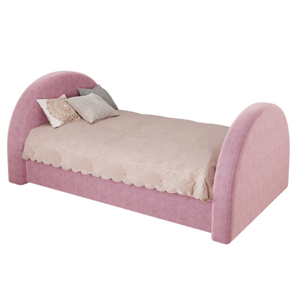 English Elm Twin Upholstered Daybed with Pull Out Trundle Plush Padded Frame for Kids Rooms N757T387568P