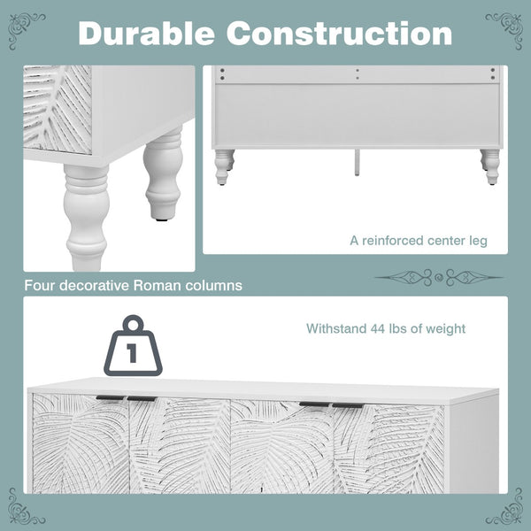 English Elm Vibe 47.2'' Modern Tv Stand - Stylish Media Console With Spacious Storage & Solid Wood Legs For Safety N724P233372K-GIGA