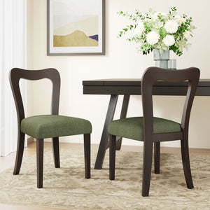 English Elm Christopher Knight Home® - Dining Chair Modern Set of 2 with Rounded Back and Upholstered Seat on Durable Rubberwood Frame Dark Brown,Green N771P254007L
