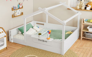 English Elm Twin Low Loft Bed Solid Pine Frame with Built-in Led Lighting and Storage Shelves Light White W1580P396332