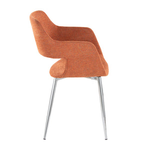 English Elm Margarite Contemporary Dining Chairs Set Of 2 - Vibrant Orange Fabric & Sleek Chrome Metal Design B202S01270