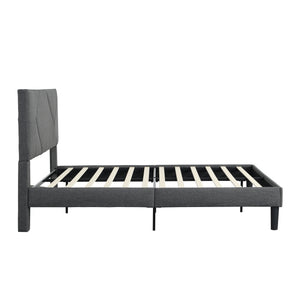 English Elm Full Upholstered Platform Bed Frame with Headboard, Sturdy Wood Slats, No Box Spring Needed, Easy Assembly Gray 57.87 L x 24.41 W x 5.91 H W2297P347432