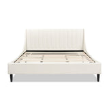 English Elm Aspen Vertical Tufted Headboard Platform Bed Set, King, Cloud White Performance Velvet