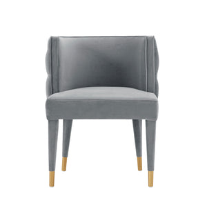 English Elm Maya Velvet Dining Chair with Tufted Back, Elm Wood Frame & Gold-Tip Legs, Plush Upholstery, 330 lb Capacity Grey B365P397744