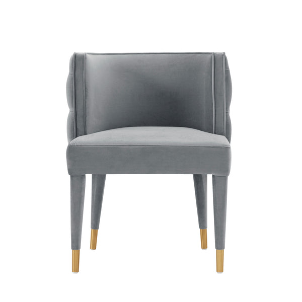 English Elm Maya Velvet Dining Chair with Tufted Back, Elm Wood Frame & Gold-Tip Legs, Plush Upholstery, 330 lb Capacity Grey B365P397744