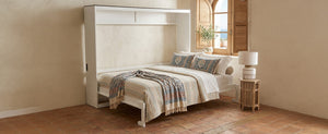 English Elm Queen Murphy Wall Bed with Usb Ports Space Saving Cabinet for Guest or Home Office White LP000385AAK